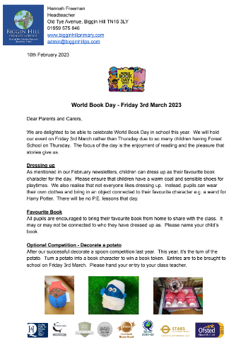 Whole School Parent Letters cover