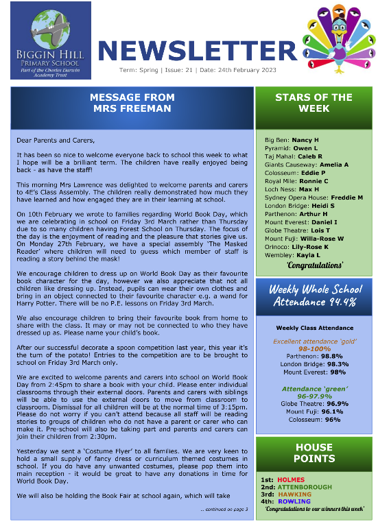 Parent Newsletter 22/23 Issue 21 Parent Newsletters Parent Portal